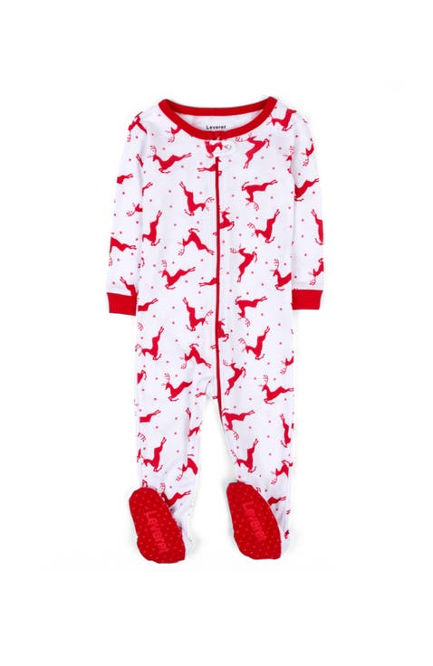 Footed Cotton Pajamas Matching Family Coordinated Holiday Prints (Baby)