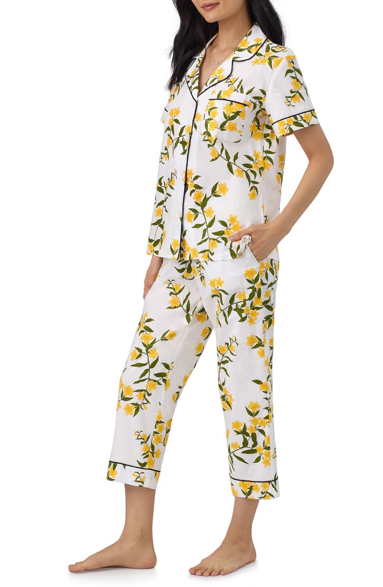 BedHead Pajamas Print Organic Cotton Crop Pajamas, Alternate, color, Carolina Jasmine