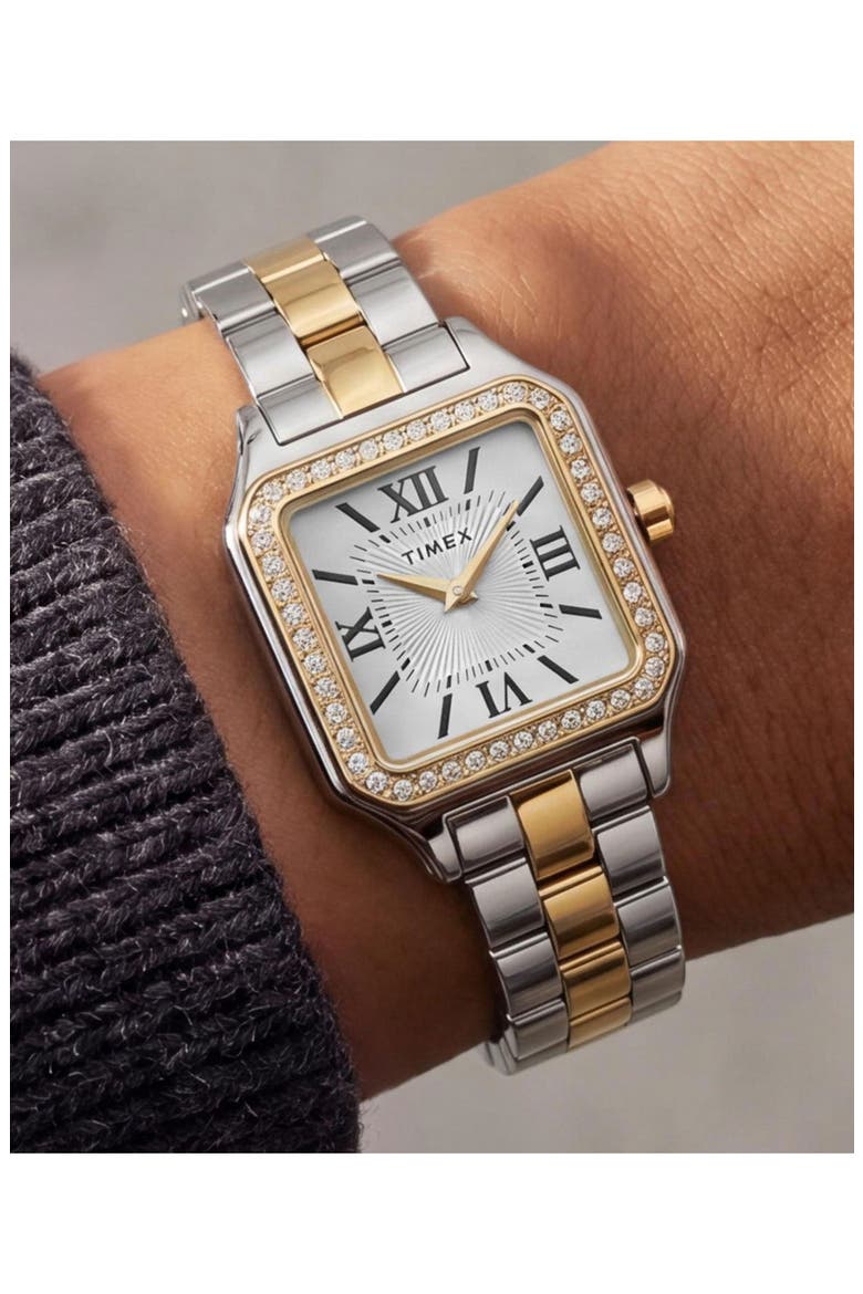 Addison Crystal Bezel Bracelet Watch, 23mm, Alternate, color, SILVER/ GOLD