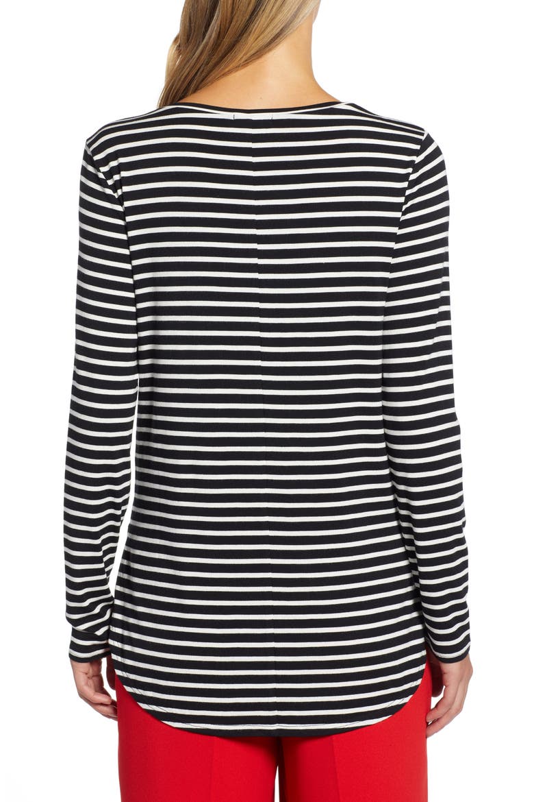 V-Neck Tunic, Alternate, color, BLACK- IVORY C ELAINA STP
