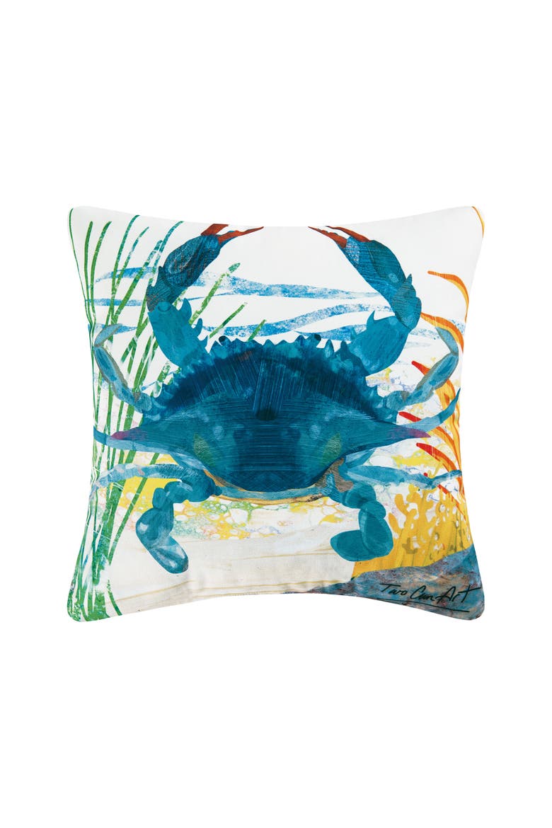 Blue Crab HD Printed Indoor/Outdoor Accent Throw Pillow 18" x 18", Alternate, color, Blue