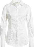 Open Edit Seam Detail Split Back Stretch Cotton Poplin Shirt