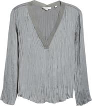 Vince Crushed Pleat V-Neck Top