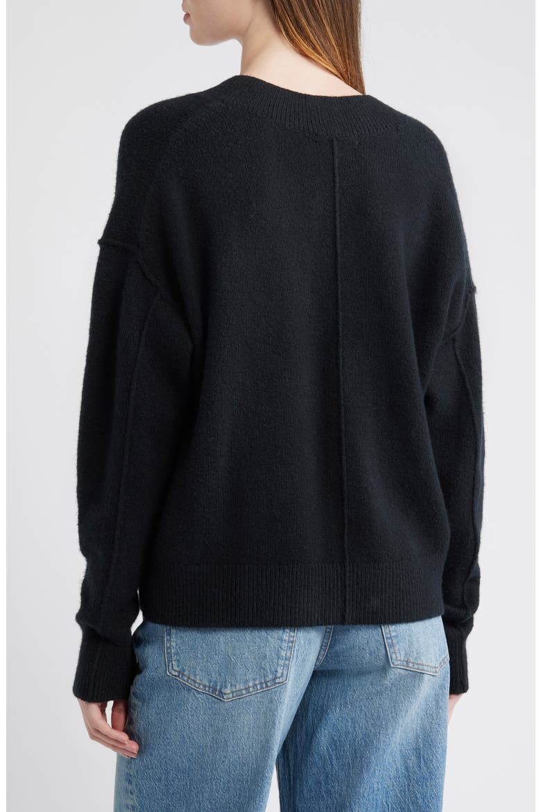 Calina Deep V-Neck Sweater, Alternate, color, TRUE BLACK