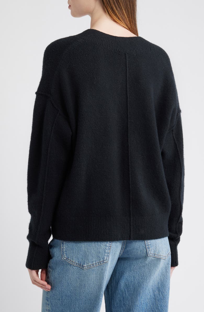 Madewell Calina Deep V-Neck Sweater, Alternate, color, True Black