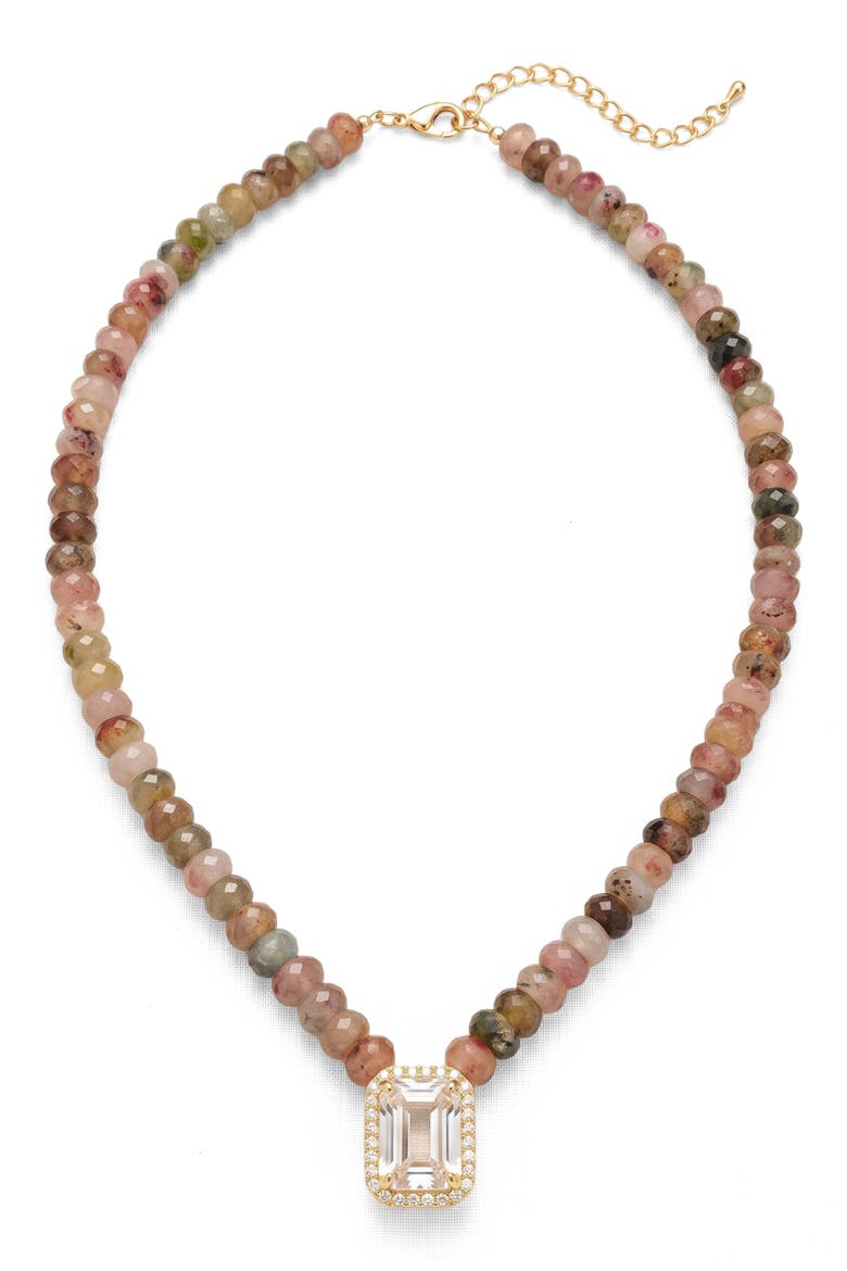Birch & Bronze Beaded Pendant Necklace, Main, color, BROWN