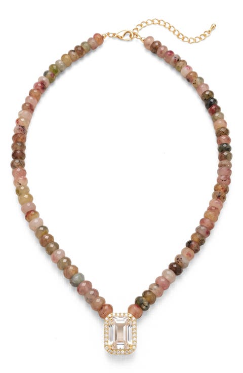 Birch & Bronze Beaded Pendant Necklace