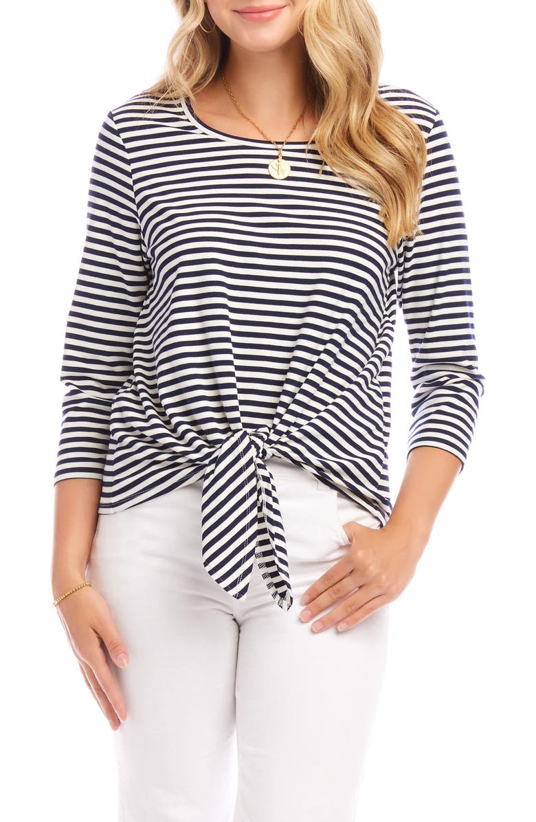 Karen Kane Stripe Tie Hem Top, Main, color,