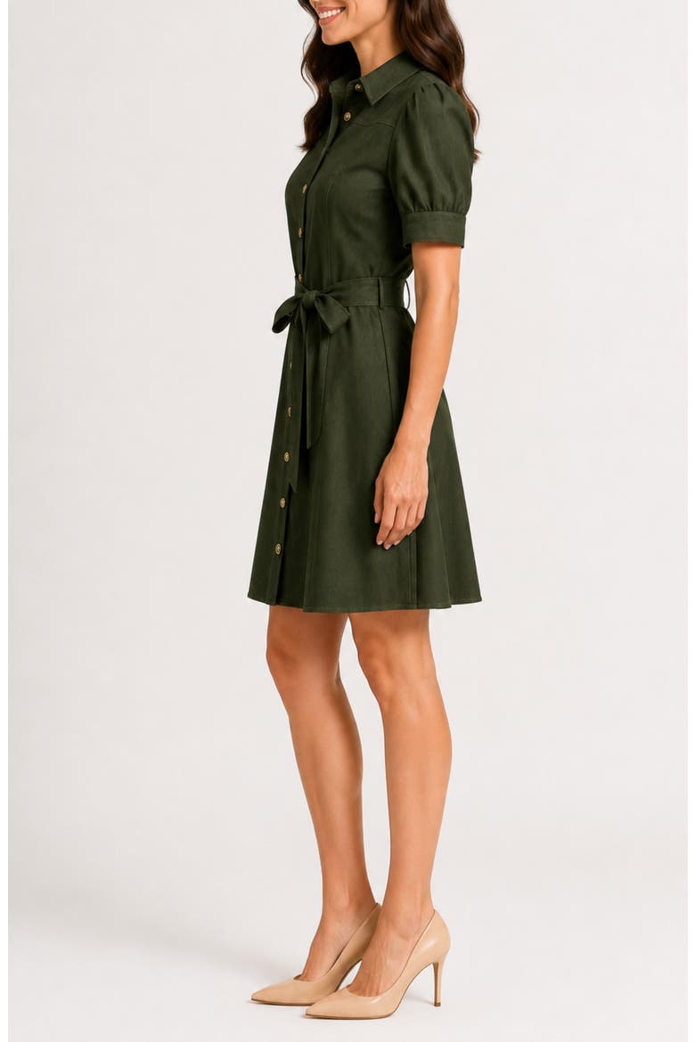 Denim Short Sleeve Shirtdress, Alternate, color, DISTRESSED OLIVE