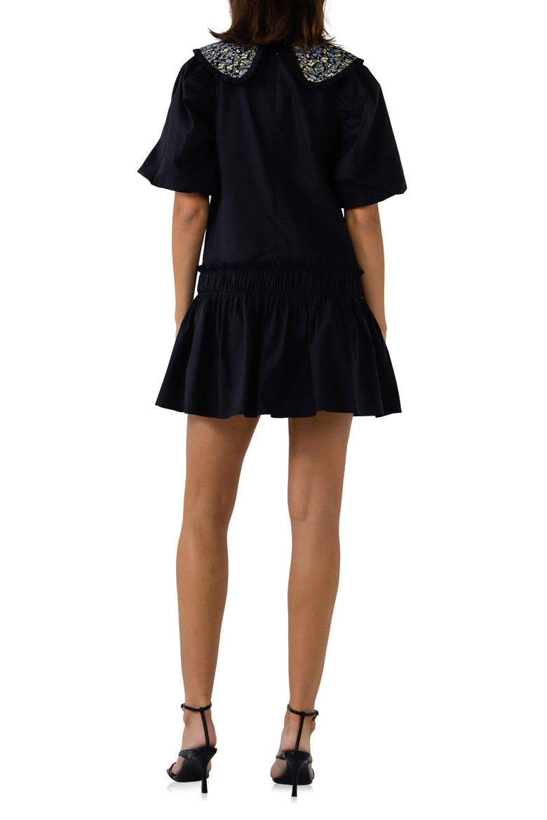 Floral Collar Minidress, Alternate, color, BLACK