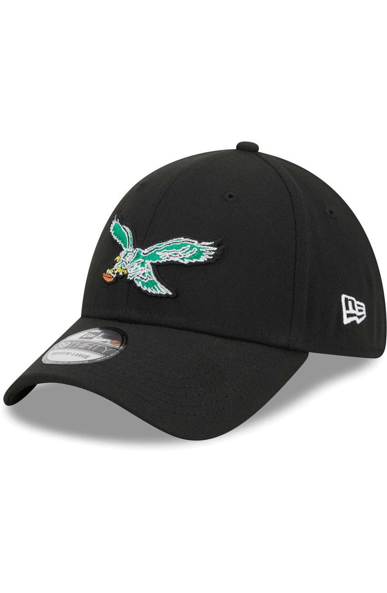New Era Men's New Era Black Philadelphia Eagles Throwback Main 39THIRTY Flex Hat, Main, color,