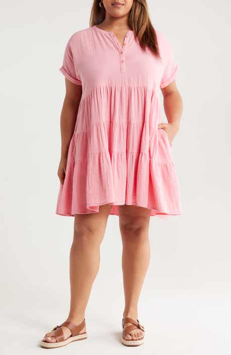 Caslon® Cotton Gauze Tiered Popover Dress