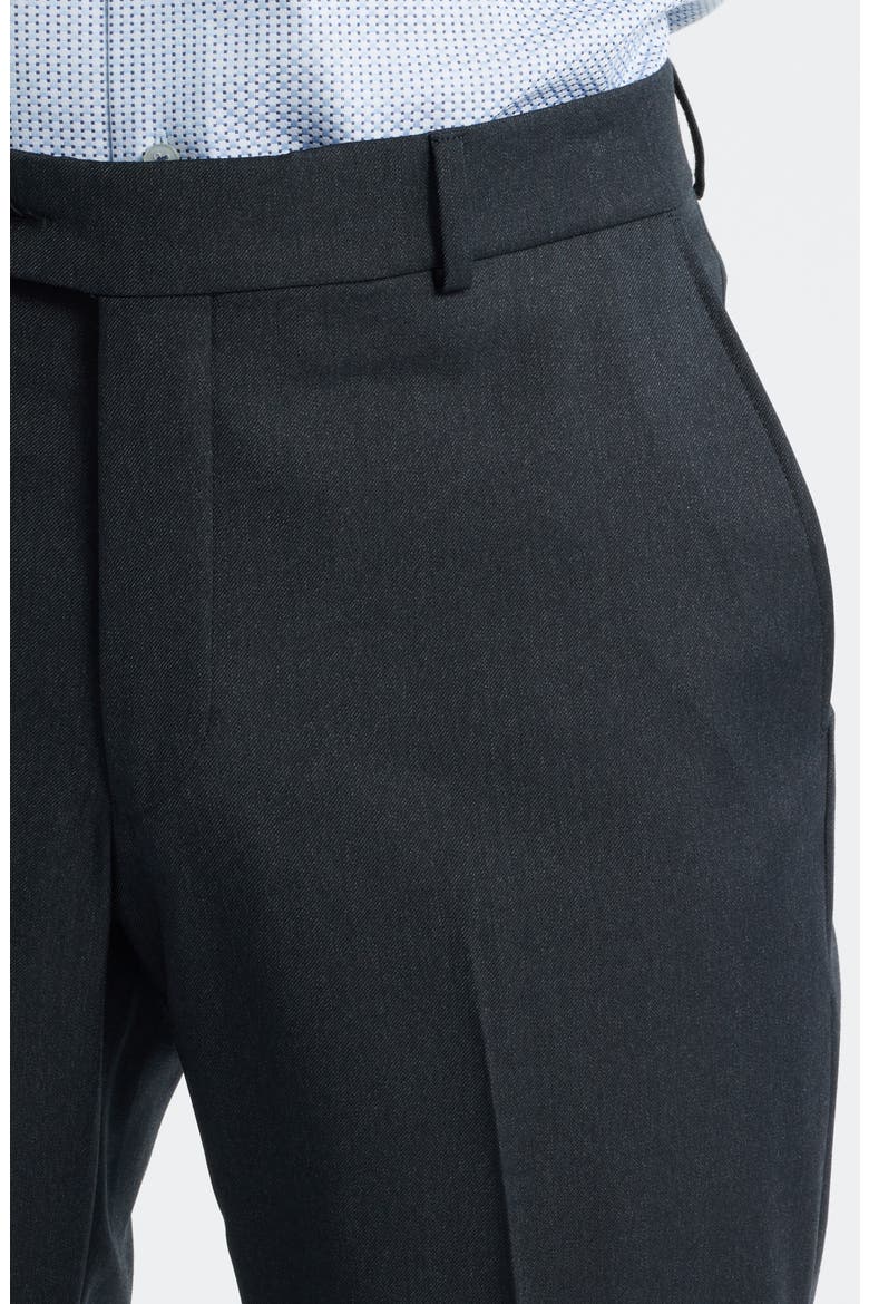 Flat Front Serge Twill Dress Pants, Alternate, color, CHAR GREY