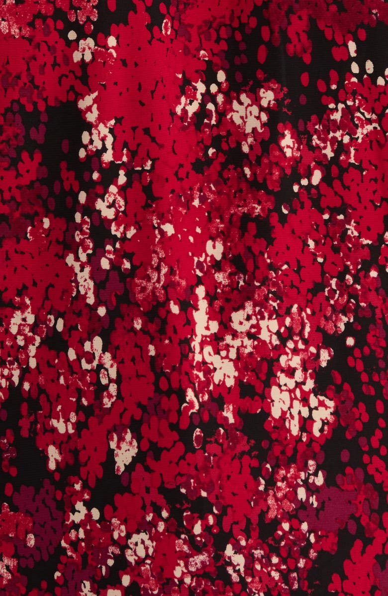 KASPER Pleated Three-Quarter Sleeve Top, Alternate, color, Red/ Black Multi