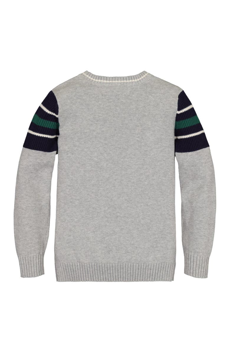 Hope & Henry Baby Boys' Crewneck Pullover Sweater, Infant, Alternate, color, Grey Heather Rib Sleeve Stripe