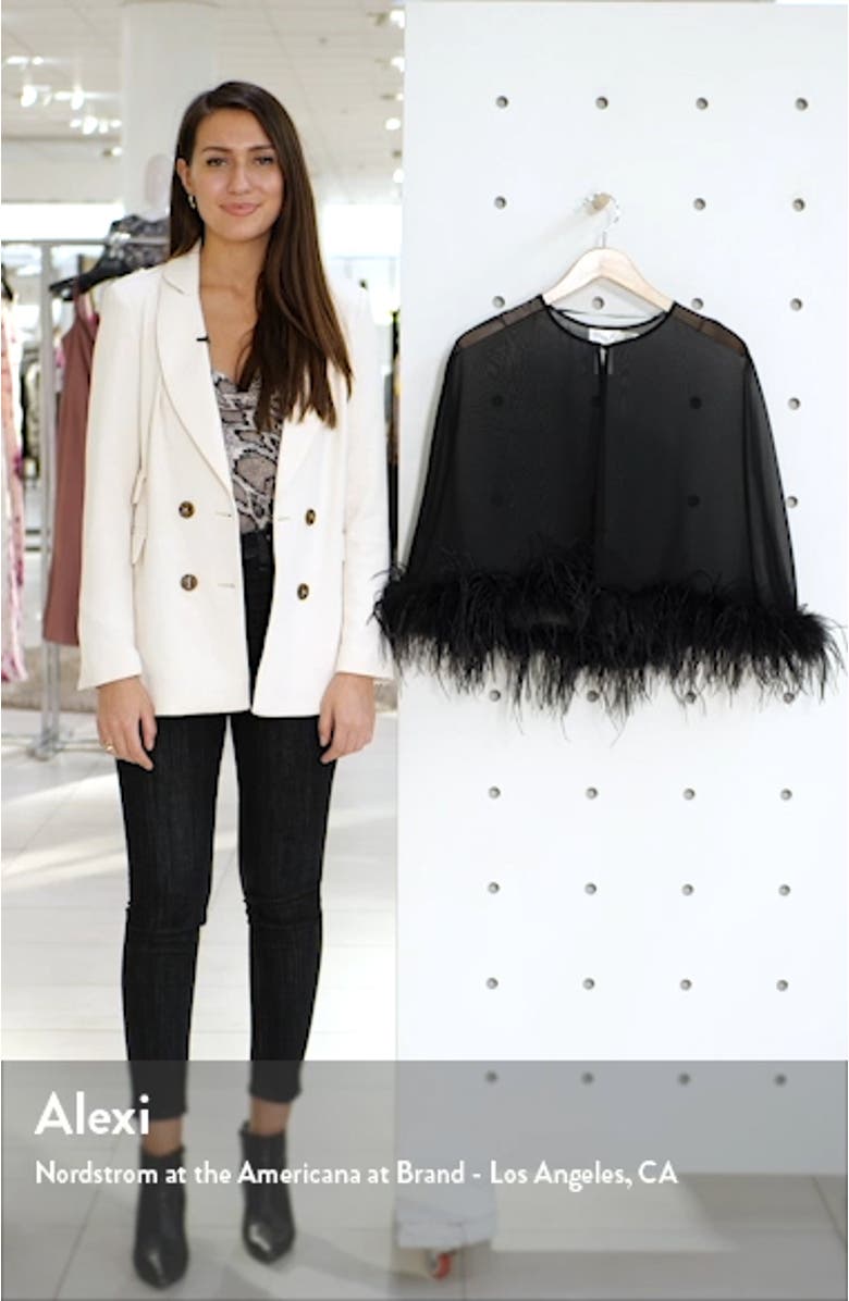 Chiffon Capelet with Feather Trim, sales video thumbnail