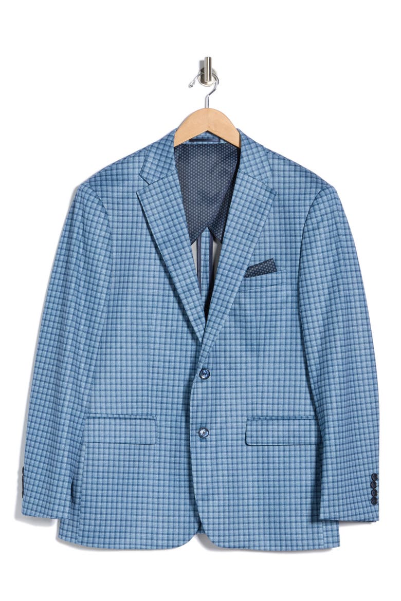 Slim Fit Plaid 4-Way Stretch Sport Coat, Alternate, color, NAVY