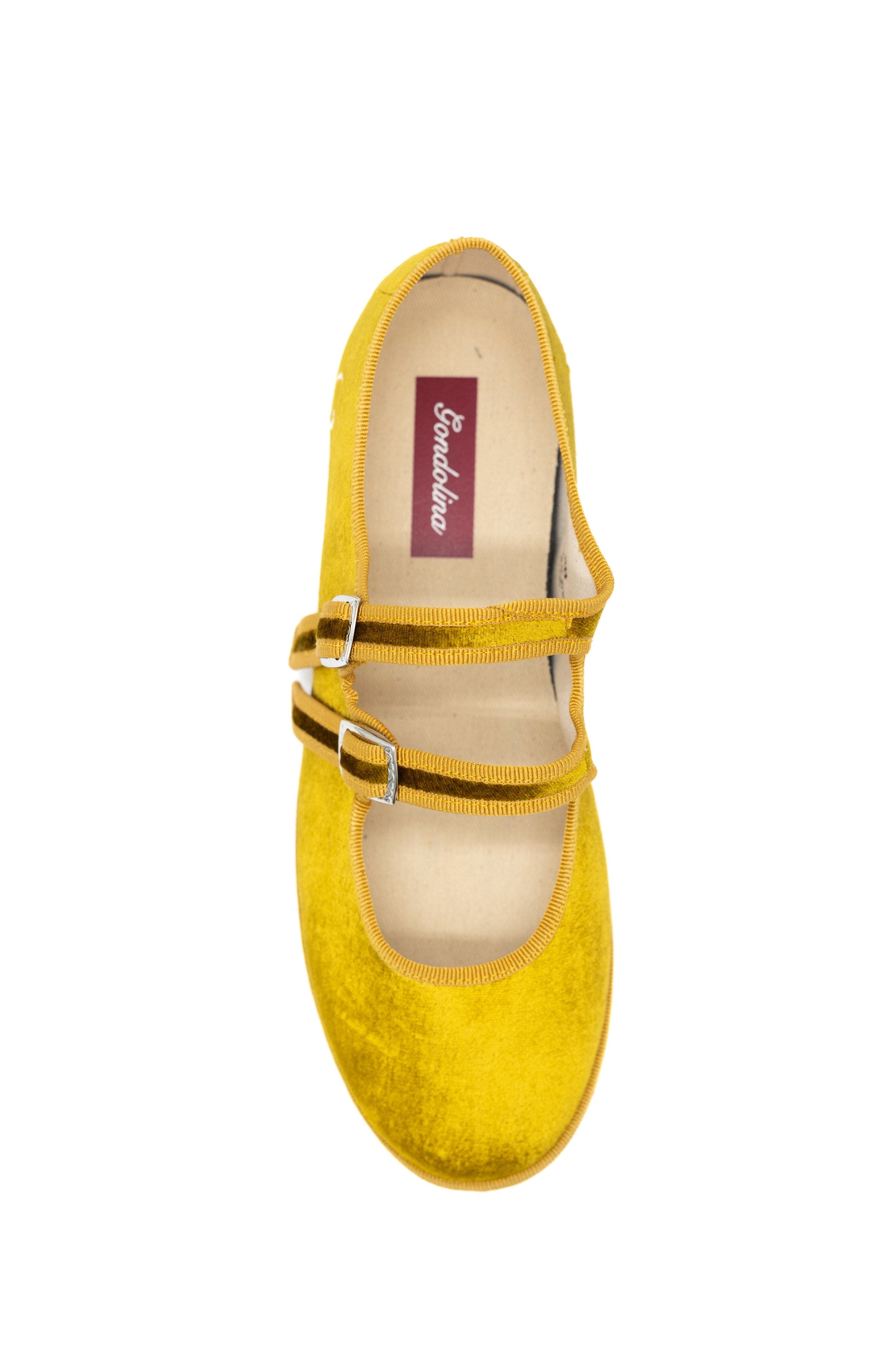 Gondolina Shoes Nina Mary Jane Double Lace Ballet Flats, Alternate, color, Gold Yellow