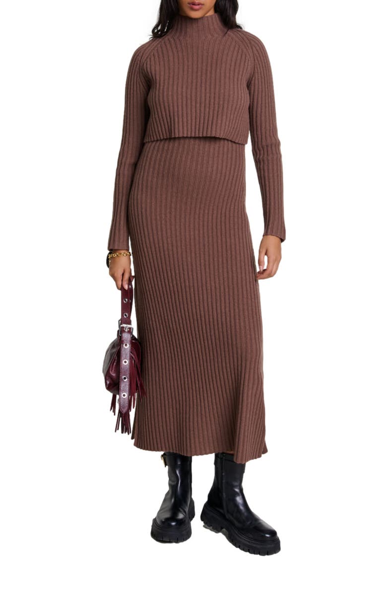 maje 2-in-1 wool maxi dress, Main, color,