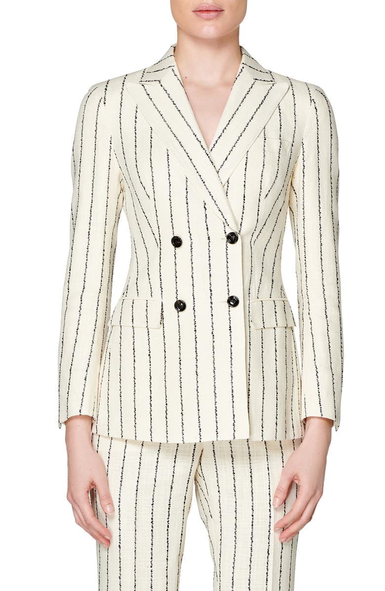 SUISTUDIO Cameron Double Breasted Silk & Cotton Jacket, Main, color,