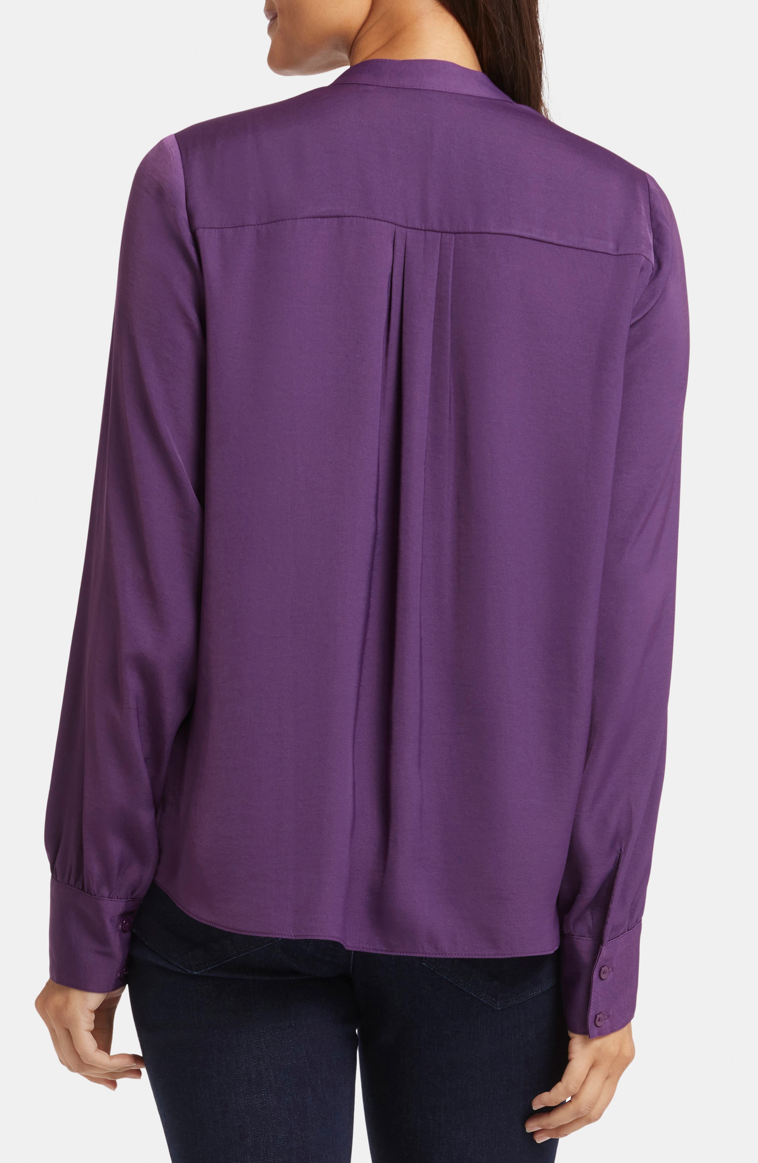 Tie Neck Satin Button-Up Shirt - image 2