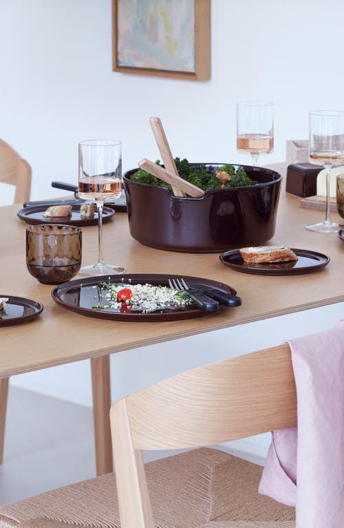 Lsa Collective Salad Glass Bowl With Wooden Servers In Brown