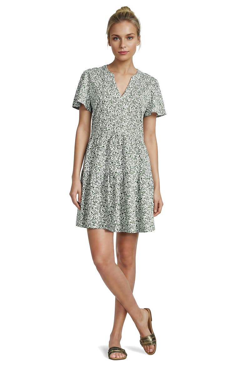 Cotton Jersey Tiered Mini Dress, Main, color, Fresh Clover Pressed Flower