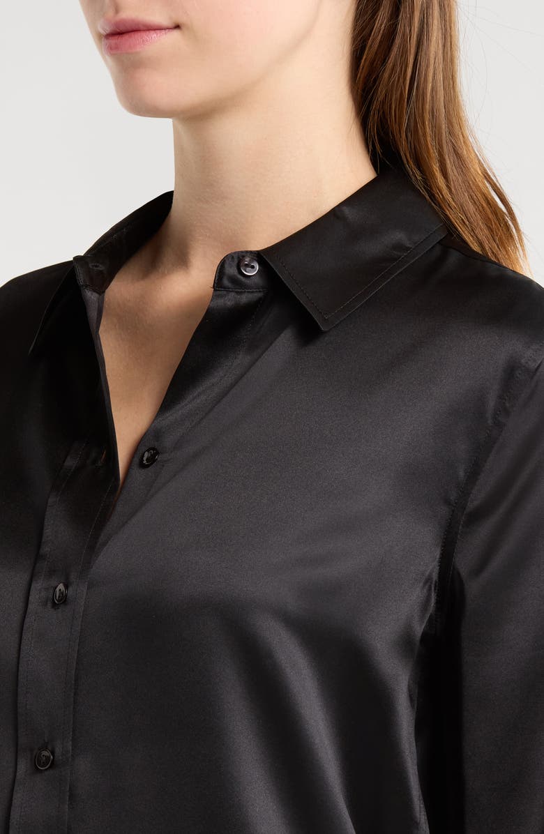 L'AGENCE Dani Silk Charmeuse Blouse, Alternate, color, Black/Black