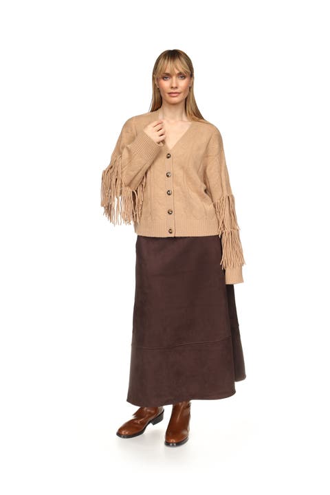 100% Cashmere Cable Fringe Cardigan