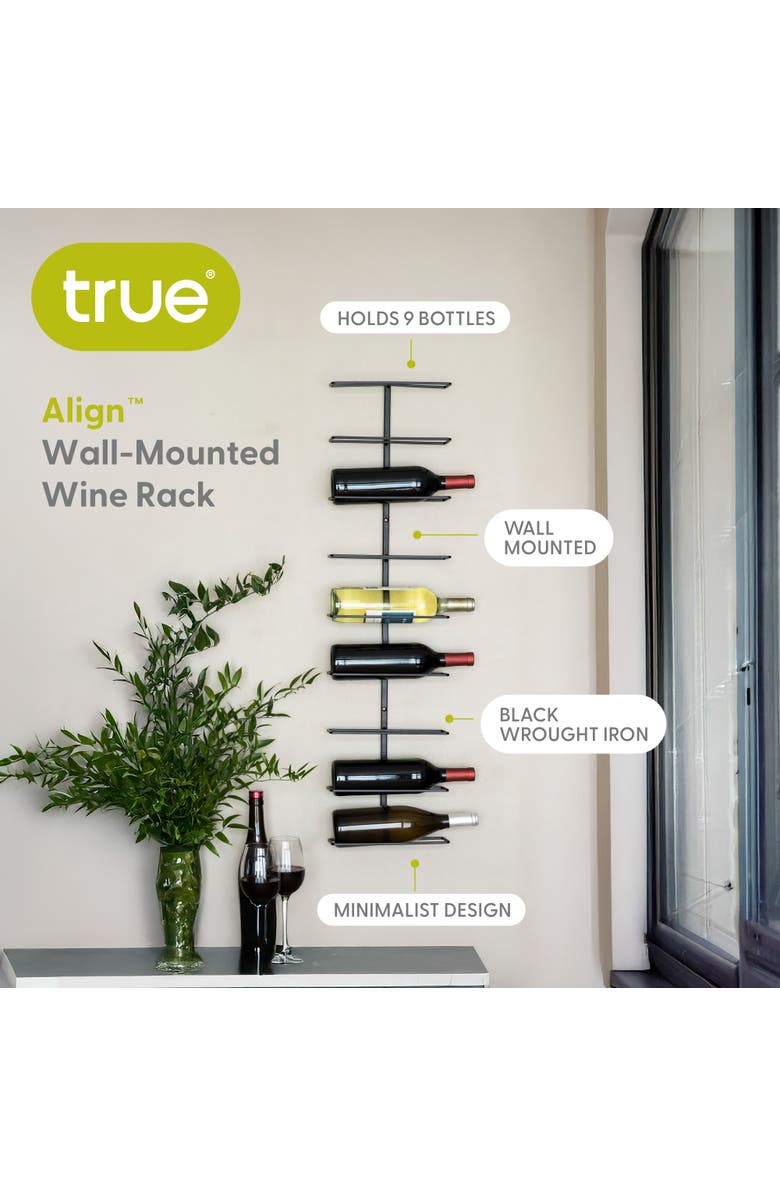 true Align Wall-Mounted Wine Rack, Alternate, color, Black