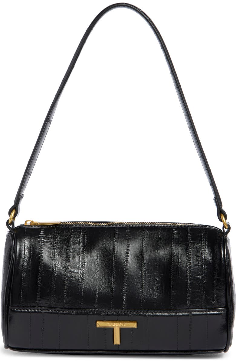 Tahari Barrel Shoulder Bag, Main, color, Black