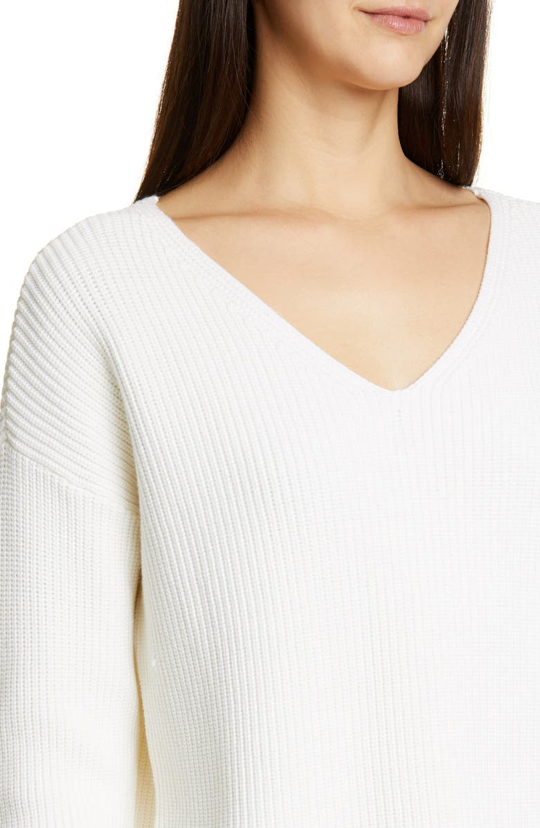 Eileen Fisher V-Neck Boxy Top Organic Cotton Blend Sweater, Alternate, color, 