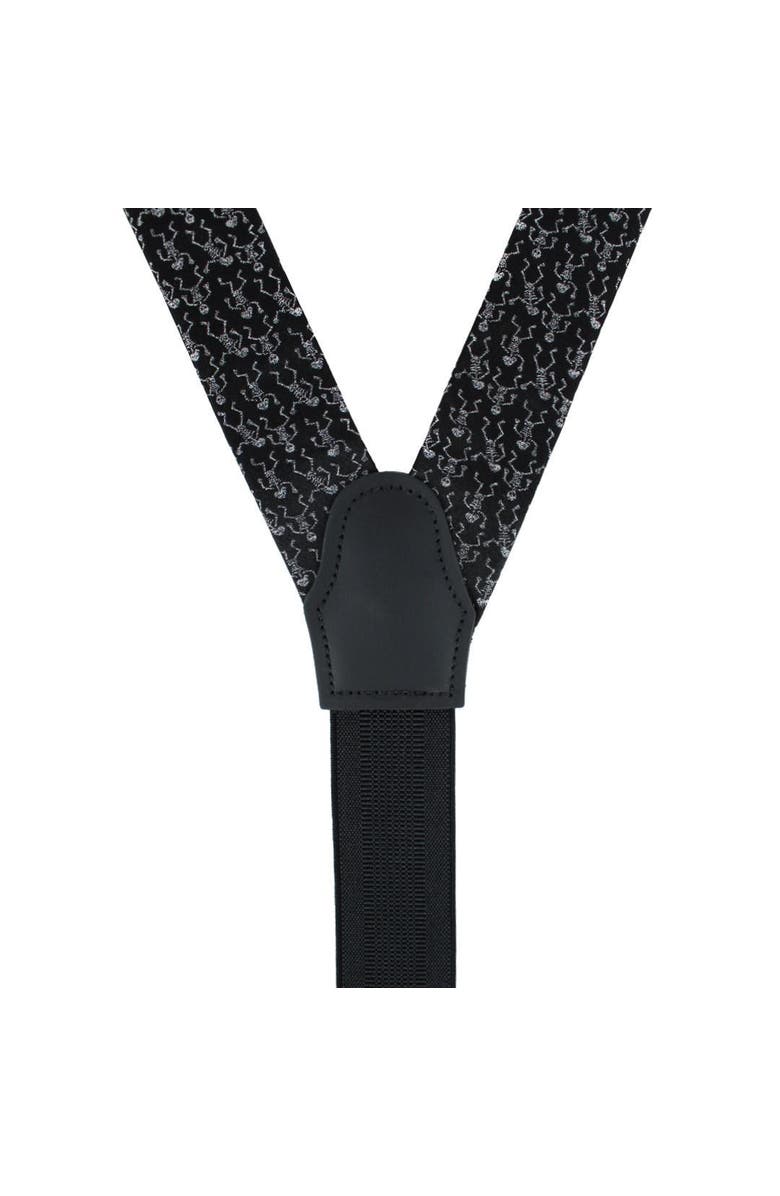 Trafalgar Big and Tall Davy Bones the Dancing Skeleton Silk Button End Suspenders, Alternate, color, Black