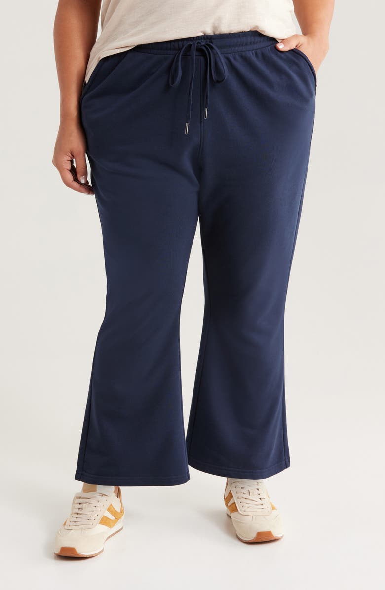 Caslon<sup>®</sup> Drawstring Terry Flare Pants, Main, color, 