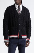 Thom Browne RWB Cable Knit Wool Cardigan
