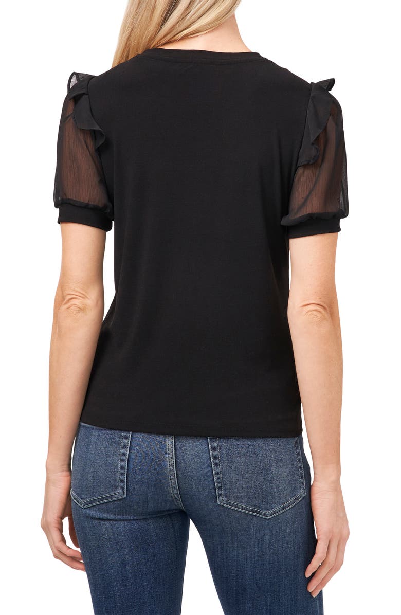 CeCe Mixed Media Puff Sleeve Top, Alternate, color, 