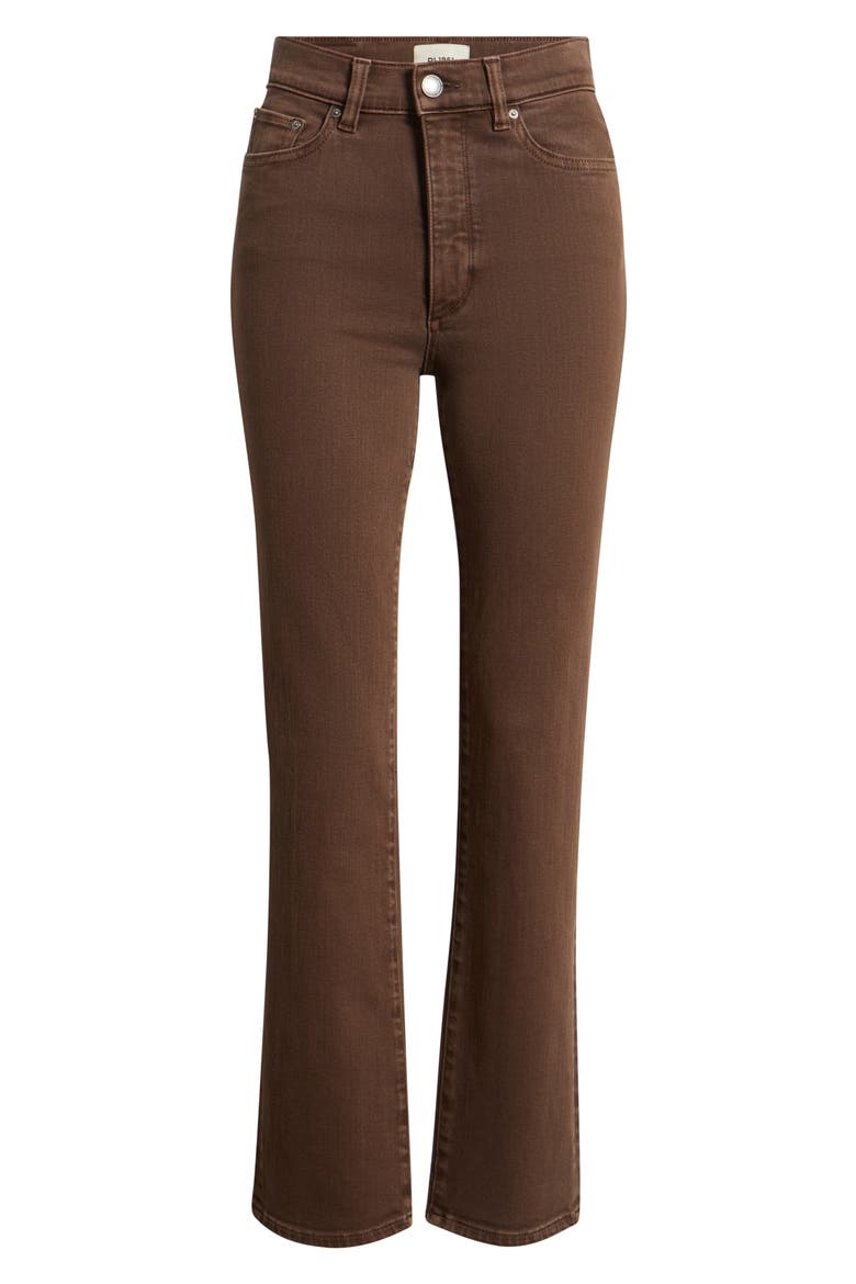 Halle High Waist Straight Leg Jeans, Alternate, color, BROWNSTONE