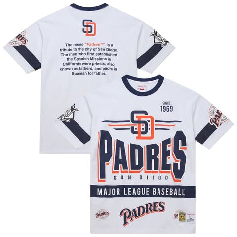 Men's Mitchell & Ness White San Diego Padres Cooperstown Collection Team Origins Premium T-Shirt