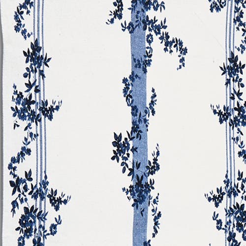 Tag Cote Blue Stripe Floral Print Cotton Table Runner Decor In Blue