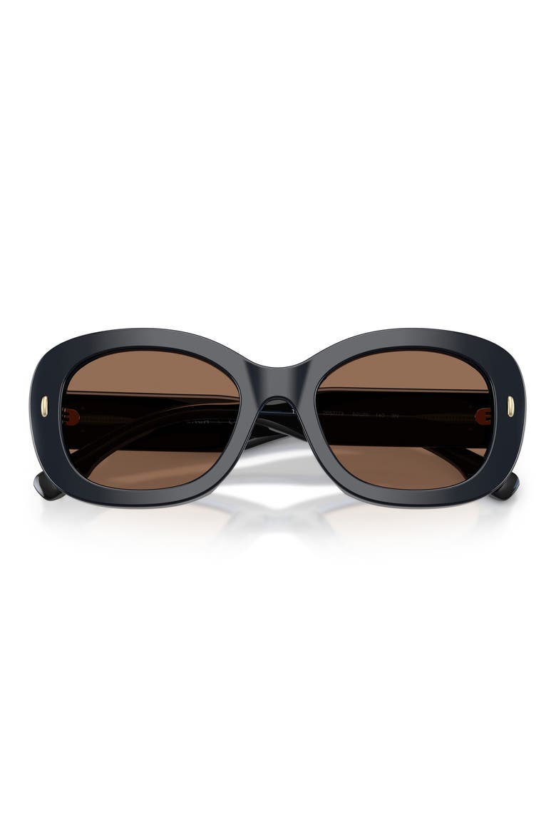 52mm Oval Sunglasses, Alternate, color, BLUE CRYSTAL / SOLID BROWN