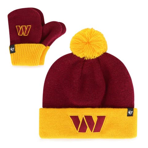 Toddler '47  Burgundy/Gold Washington Commanders Bam Bam Cuffed Knit Hat with Pom & Mittens Set
