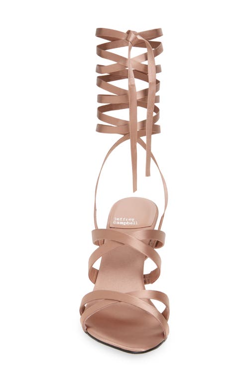 Jeffrey Campbell Obsessed Ankle Wrap Sandal In Champange Satin