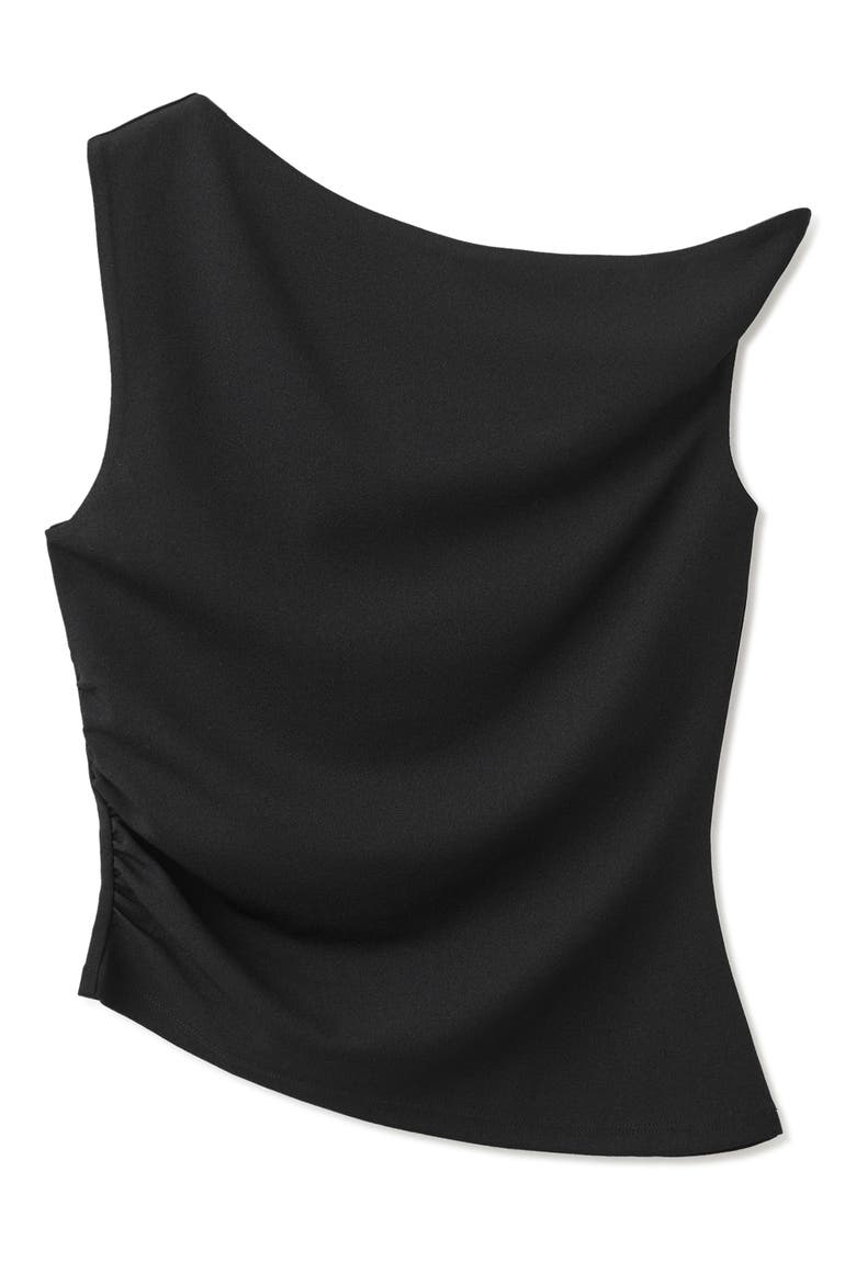 Asymmetric Ruched Top, Alternate, color, BLACK