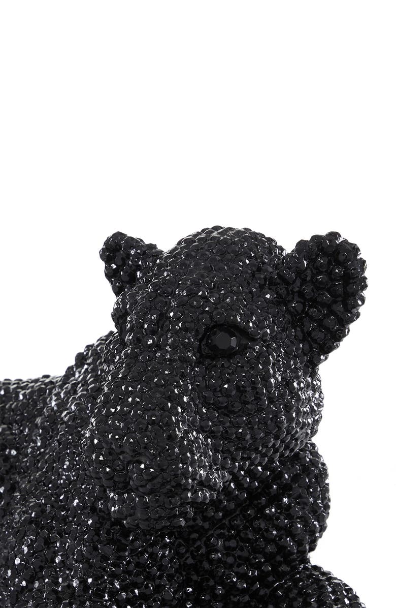 VIVIAN LUNE HOME Black Polystone Glam Leopard Sculpture with Carved Faceted Crystal Exterior, Alternate, color, 