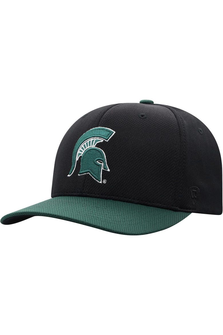 Men's Top of the World Black/Green Michigan State Spartans Two-Tone Reflex Hybrid Tech Flex Hat, Alternate, color, Black