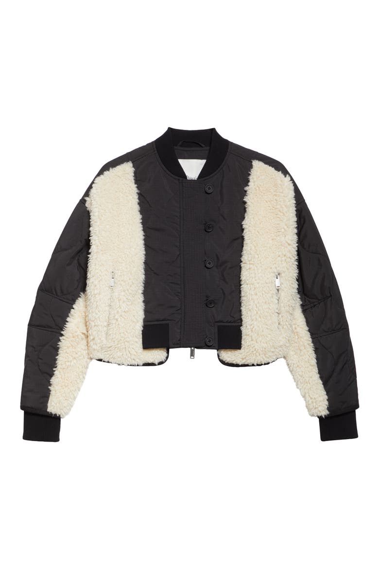 High Pile Fleece Trim Quilted Crop Jacket, Alternate, color, BLACK-NATURAL