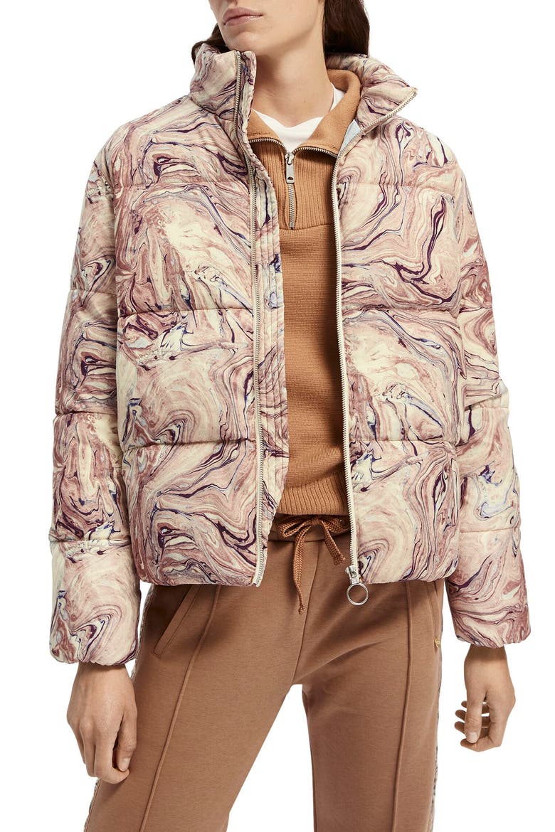 Marbleized Puffer Jacket, Main, color, COMBO H