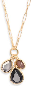 Nordstrom Triple Charm Cabochon Pendant Necklace