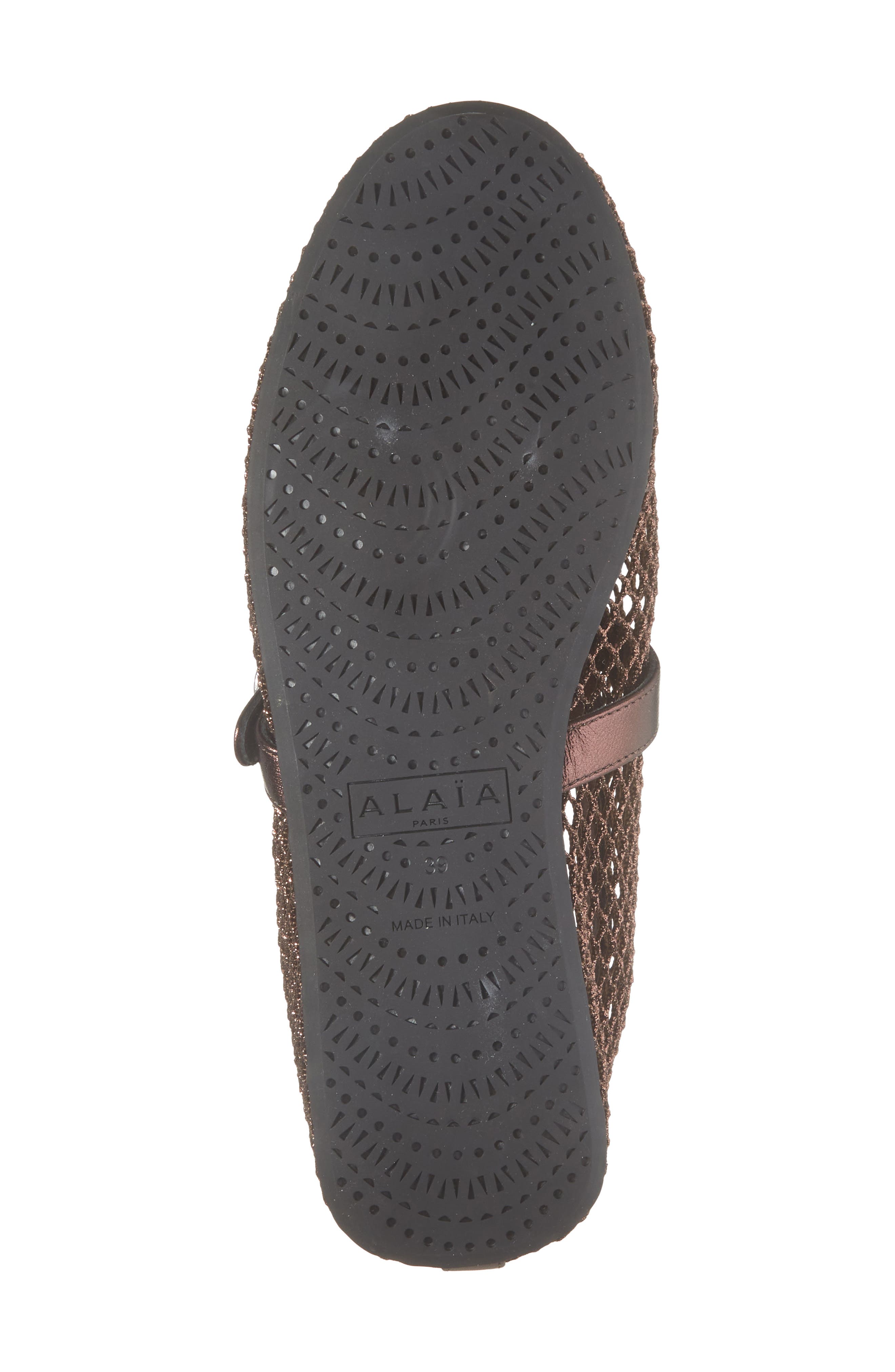 Alaïa Fishnet Ballerina Flat, Alternate, color, Bronze