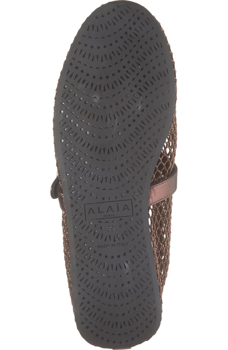 Alaïa Fishnet Ballerina Flat, Alternate, color, Bronze